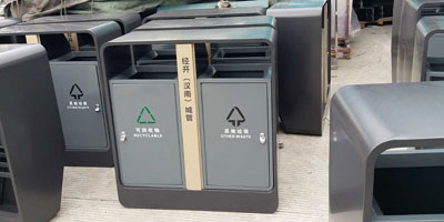 C783戶(hù)外鋼制分類(lèi)垃圾箱工廠批量生產(chǎn)圖
