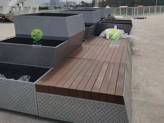 濱海廊橋不銹鋼花箱座椅城市戶(hù)外景觀家具