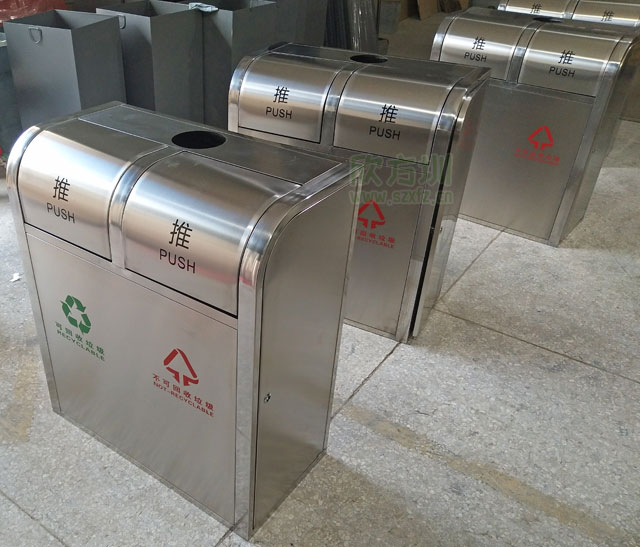 廣州高校不銹鋼環(huán)保分類垃圾桶生產圖