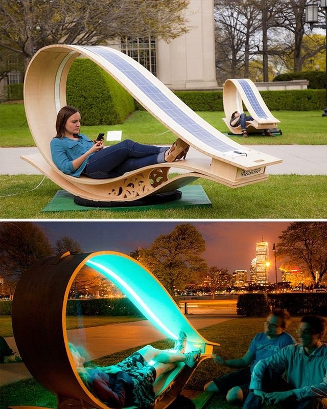 太陽能戶外休閑椅子夜晚能發(fā)光，創(chuàng)意設(shè)計裝飾公共空間藝術(shù)性